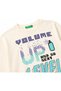 Men's Ecru Volume up Printed Crew Neck Long Sleeve T-Shirt 6-14 Years Cream - 3