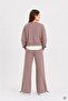 Brown Girls' Garnished Sweatshirt and Elastic Cuffed Sweatpants 2-Piece Set 24767 - 4