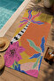 Orange Pink Yellow Modern Tropical Floral and Abstract Form Pattern 70X150 Beach Towel - Digital Printed Bath Towel - 3