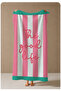 Pink Green Vertical Stripes Be Cool Written 70X150 Beach Towel - Digital Printed Fade-Resistant Bath Towel - 4