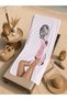 70X150 Beach Towel with a Woman Figure in White Fashion Illustration - Digital Printed Colorfast Bath Towel - 5