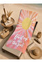 Peach Pink Find Me under the Sun Written Sun Patterned 70X150 Beach Towel - Digital Printed Bath Towel - 5