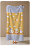 Mustard Yellow Blue Striped Cute Duck and Cloud Patterned 70X150 Beach Towel - Cotton Bath Towel - 4