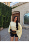 Yellow Balloon Sleeve Cape Blouse - 3