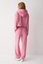 Ayatre Women's Organic Cotton Fleece Hooded Regular Elastic Waist Pink Top and Bottom Set - 6