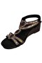 25Y185-1 Women's Wedge Sole Stone Sandals - 6