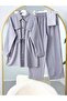 Lace-Up Linen Trouser Suit with Stone-Embellished Cap