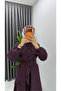 Women's Hijab Plum Crepe Fabric Hanzade Model Tunic Pants Set - 2