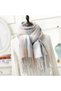 Women's plaid scarf blue 200x60cm warm tassel winter shawl. - 4