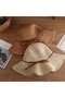Women's straw hat beige UV foldable adjustable beach. - 4
