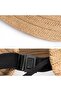 Women's open-face straw hat adjustable roll-up UV one size natural. - 3