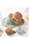 Children's sun protection straw hat set: beach + clutch bag - beige - 2