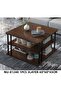 Walnut Finish 3-Layer Coffee Table with Open Storage Modern Side Coffee Table - 6