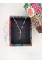 Steel - Zircon Stone - Zülfikar Silver Color Women's Necklace - 3