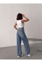 Belted Full Stone-Embellished Detail Tinted Straight Jeans Pants - 4