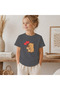 Children's Capybara Send Love Patterned Printed T-Shirt 100% Cotton Single Jersey Fabric - Anthracite - 2
