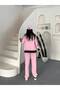 Pink Zip-Front Striped Long Sleeve Tracksuit Set - 3
