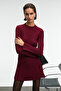 Encanto Women's Round Neck Stripe Pattern Slim Fit Burgundy Dress - 6