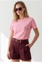 Women's Pink Embroidered Regular Fit Cotton T-Shirt with Pockets Tsh-19000994 - 4