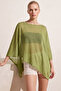 Women's Green 94% Cotton Summer Asymmetrical Transparent Flowy Cape Poncho - 2