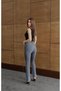 Women's Anthracite Stone High Waist Stone Detailed Tasseled Flare Anthracite Jean Trousers - 6