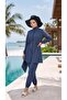 Atlas Elastic Waist Hijab Swimsuit Set of 4 with Bag and Bonnet Indigo