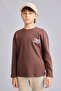 Okul 100% Cotton Oversize Drop Shoulder Crew Neck Printed Long Sleeve T-Shirt Boy I6417A826Au - 3