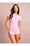 Light Pink Ditsy Floral Print Teddy with Half Button Closure