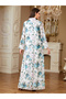 Blue Floral Print Tassel Detail Maxi Jalabiya - 2