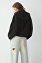 Valit women's double pocketed skirt and elasticated cuff zippered oversize black sweatshirt - 6