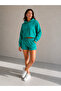 Women's Hooded Kangaroo Pocket Crop Sweatshirt and Shorts 2-Piece Set – 2 Yarns - 2