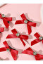 Pack of 10 Girls Red Bow Rhinestones Embellished Hair Accessories - 2