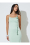 Green Solid Ruffle Details Maxi Dress - 2