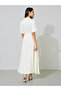 White Short Sleeve Button Detail Shirt Maxi Dress - 5