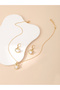 Pack of 3 - Gold Tone Pearl Bunny Pendant Necklace and Earrings