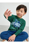 Boys Dark Green Graphic Print Oversized Sweatshirt