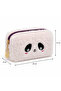 Plush Pen Holder and Makeup Bag Zippered Multi-Purpose Organizer Bag White - 2