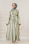 Thick Striped High Collar Dress-Khaki