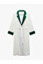 Crepe Fabric Belted Contrast Long Sleeve Kimono