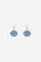 Blue Seashell Figured Pearl Detailed Gold Color Women's Earrings - 5