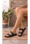 Women's Silvery Double-Strapped Adjustable Buckle Comfort Sole Slippers