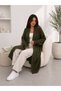 Women's Shawl Collar Long Knitwear and Bearded Furry Cardigan - 3