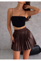 Women's Pleated Elastic Waist Shiny Lacquer Fabric Mini Skirt, Doesn'T Show under Clothes, 45 cm - 3