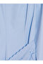 Blue Crew Neck Poplin Dress with Shawl Detail - 2