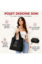 Women's Foldable Shopping Bag Large Size 44X48 cm Lightweight Shoulder Bag Black