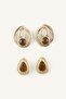 Women's Stone Detailed Geometric 2-Piece Earring Set I4272Axns