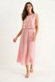 Women's Elastic Waist Skirt with Side Tie Detail, Crop Muslin Candy Pink Top and Bottom Set - 3