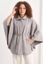 Women's Pocket Detailed Belted Cashmere Poncho Gray - 5