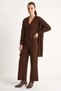 Women's High Waist Trousers Vest Cardigan Triple Knitwear Bitter Coffee Set - 2