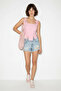 Women's Rope Detailed Corset Woven Pink Blouse - 3